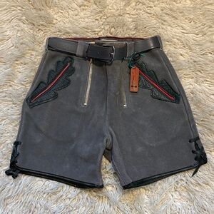 Kiddo lederhosen shorts. Charcoal grey leather.